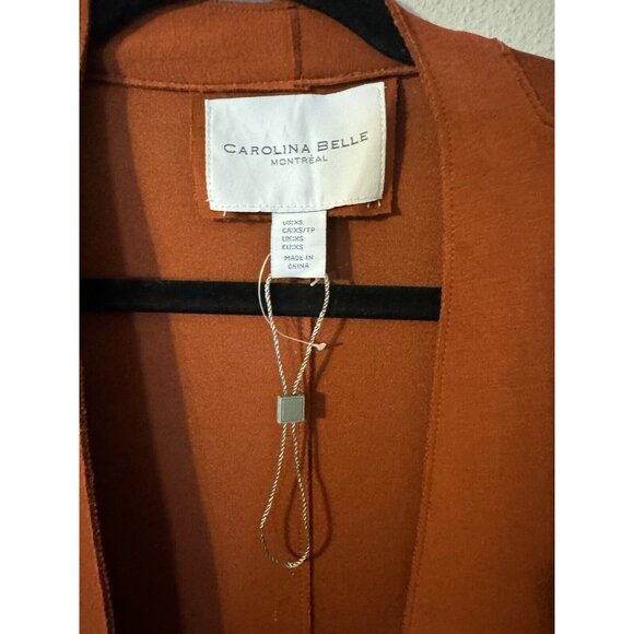 Carolina Belle Montreal Rust Orange Brown Long Cardigan Duster Jacket XS NEW - Picture 9 of 12